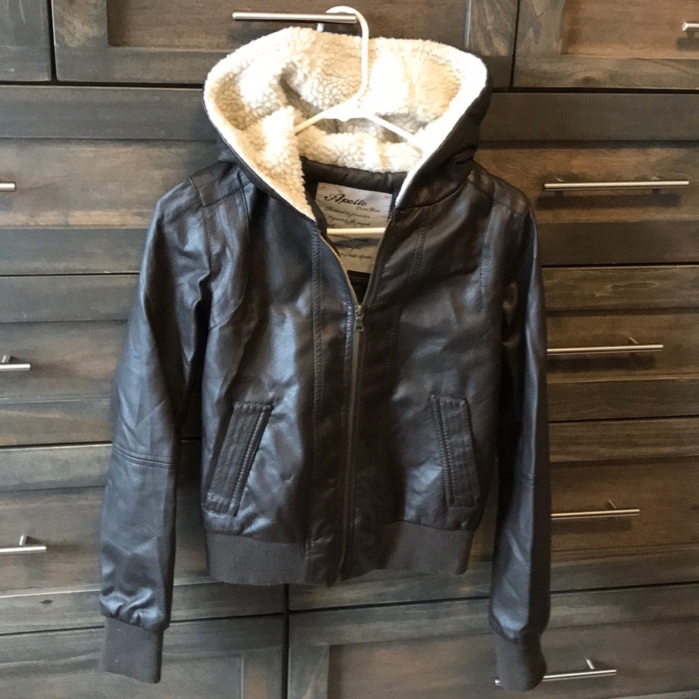 Dark Brown Faux Leather Jacket